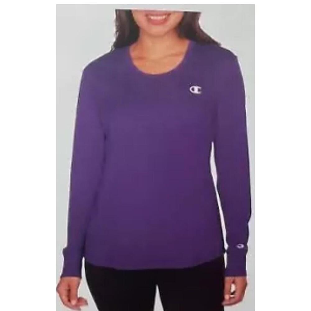 Champion Women's Long Sleeve Pullover Tee T Shirt, Purple Medium C5